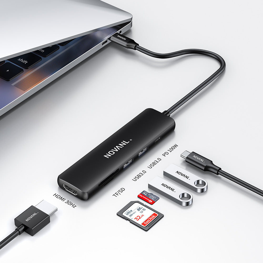 NOVANL Multifunktions-6-in-1-HDMI-Hub mit USB-C
