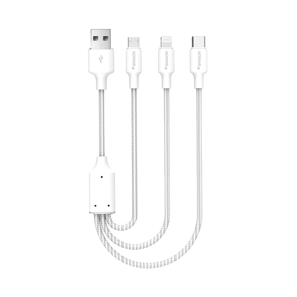 NOVANL SpeedCharge 1.5M USB A naar 3-in-1 12W Wit White