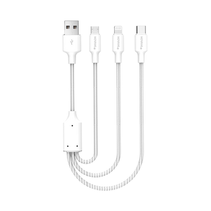 NOVANL SpeedCharge 1.5M USB A naar 3-in-1 12W Wit White