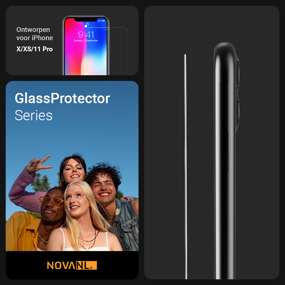 NOVANL Screen Protector voor iPhone X/XS/11 Pro