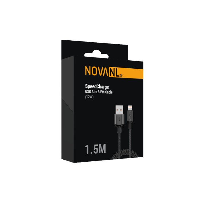 NOVANL SpeedCharge Spiral-USB-A-auf-8-Pin-Kabel 12 W (1,5 m)