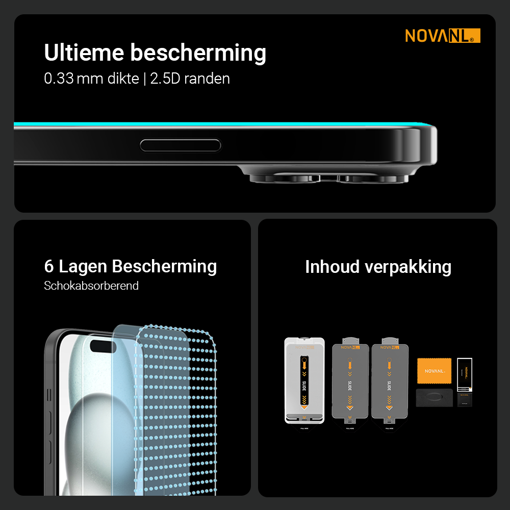 NOVANL 3er-Pack Displayschutzfolie für iPhone 14 Pro Max mit Installationskit