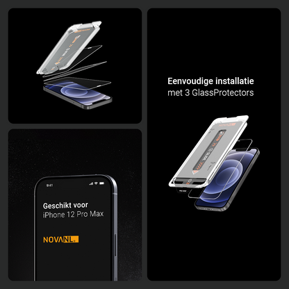 NOVANL 3er-Pack Displayschutzfolie für iPhone 12 Pro Max mit Installationskit