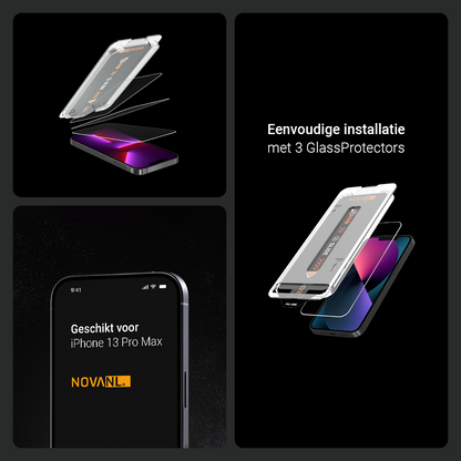 NOVANL 3er-Pack Displayschutzfolie für iPhone 13 Pro Max mit Installationskit