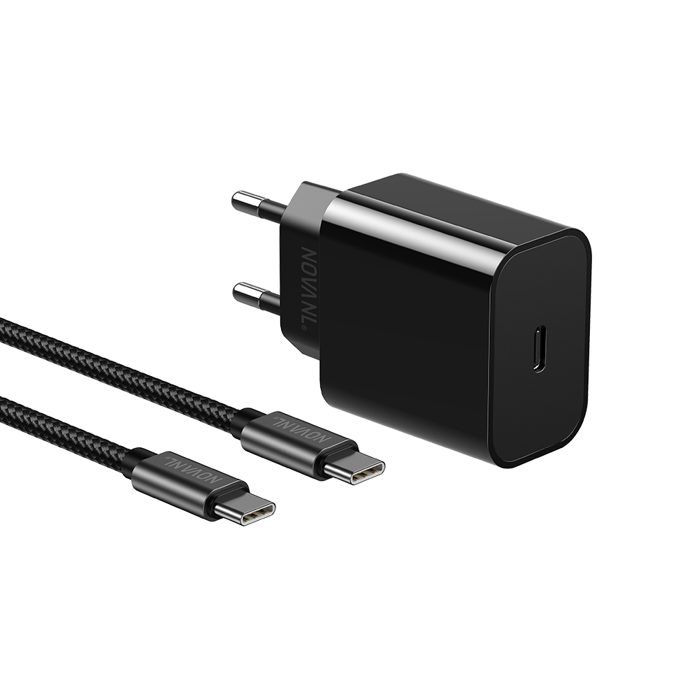 NOVANL ProCharge Adapter Plus 25W met SpeedCharge USB-C naar USB-C  Black