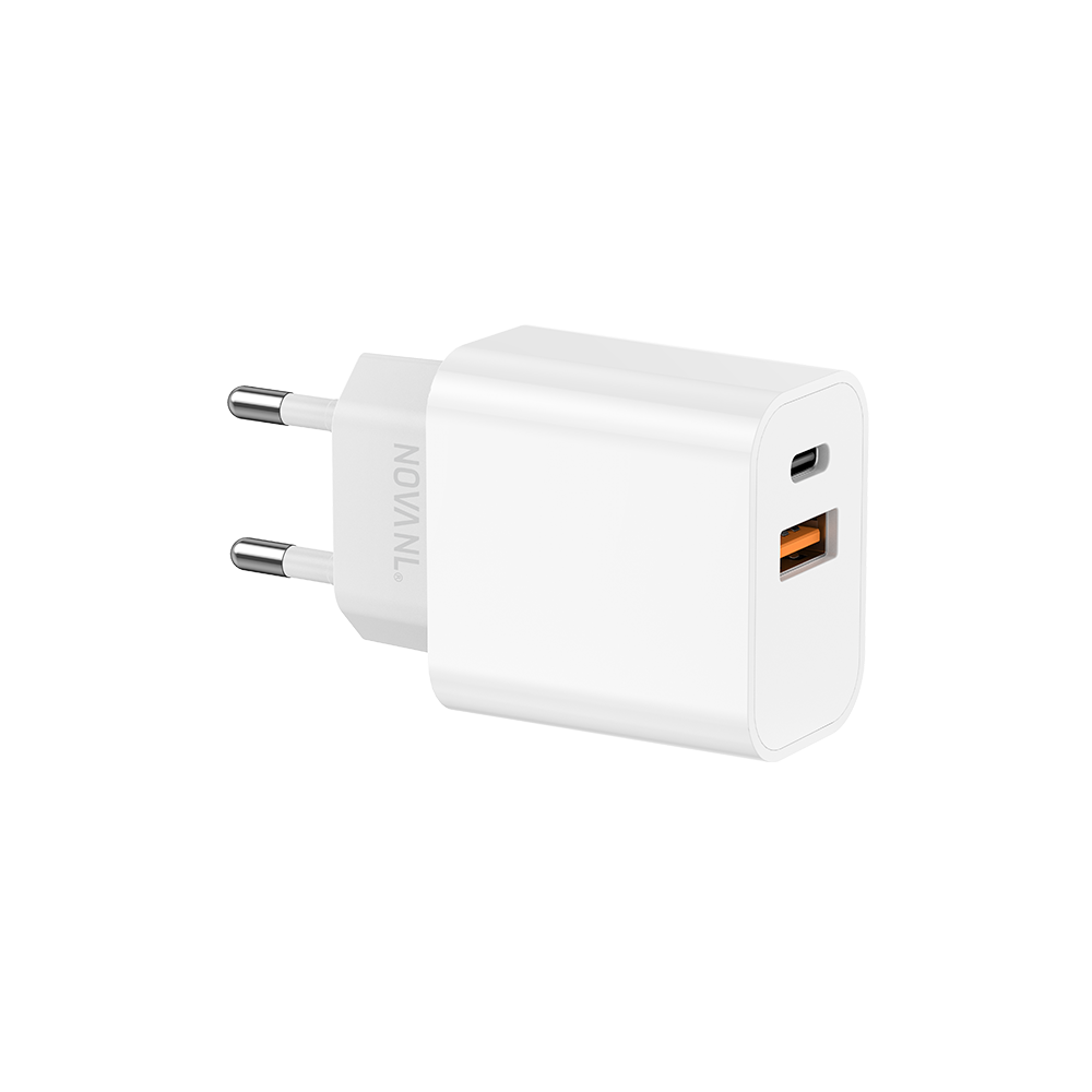 NOVANL ProCharge Adapter 20W USB-A & USB-C (dubbele poort) white 