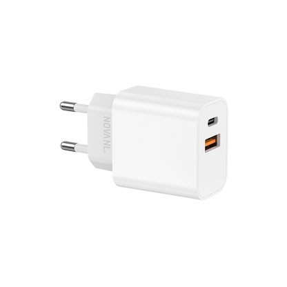 NOVANL ProCharge Adapter 20W USB-A & USB-C (dubbele poort) white 