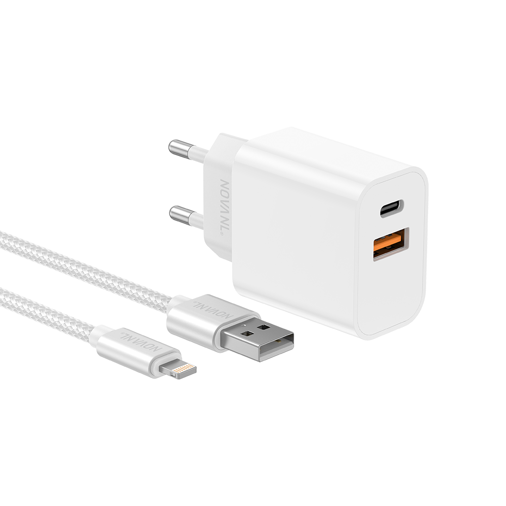 NOVANL ProCharge Adapter 20W met SpeedCharge USB A naar Lightning white 