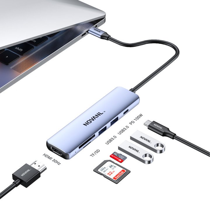 NOVANL Multifunktions-6-in-1-HDMI-Hub mit USB-C