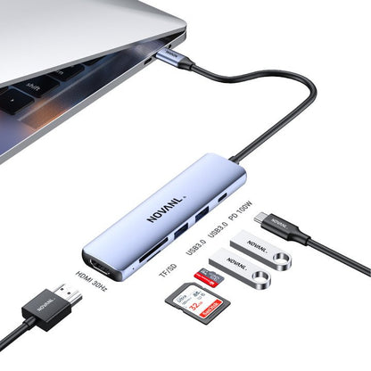 NOVANL Multifunktions-6-in-1-HDMI-Hub mit USB-C