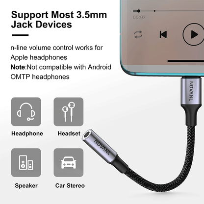 NOVANL SoundFusion AUX-ingang naar USB-C (12CM)